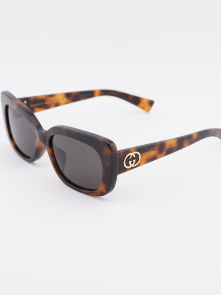 Gucci Gg1979sk 002 Sunglasses Havana Rectangle Frame, Grey Lenses